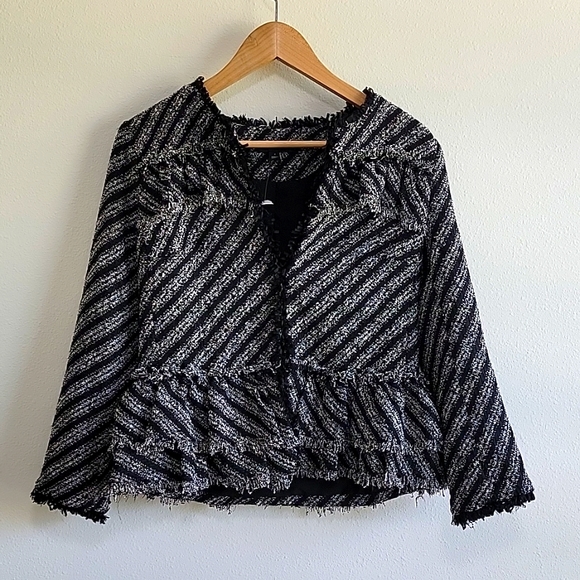 Ann Taylor tweed black & white collared blazer/coat - Picture 1 of 7